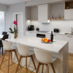 Kitchen top with splashback and isle top